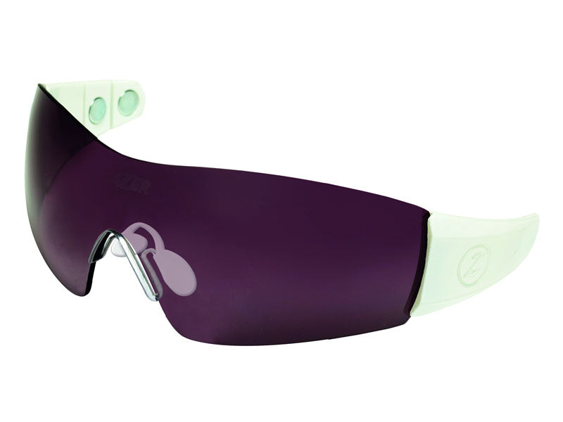 LAZER MAGNETO glänzend weiße Brille (Rauchverlauf, gelb-blauer Spiegel, klar)