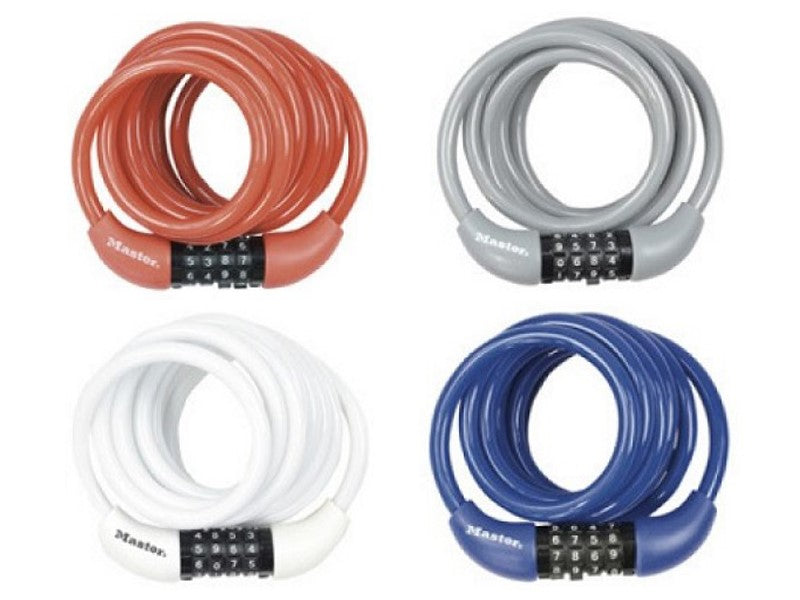 MASTERLOCK QUANTUM 8221 Fahrradschloss 8 mm 180 cm SZYFR-Set, Farbmischung, Box mit 4 Stück.
