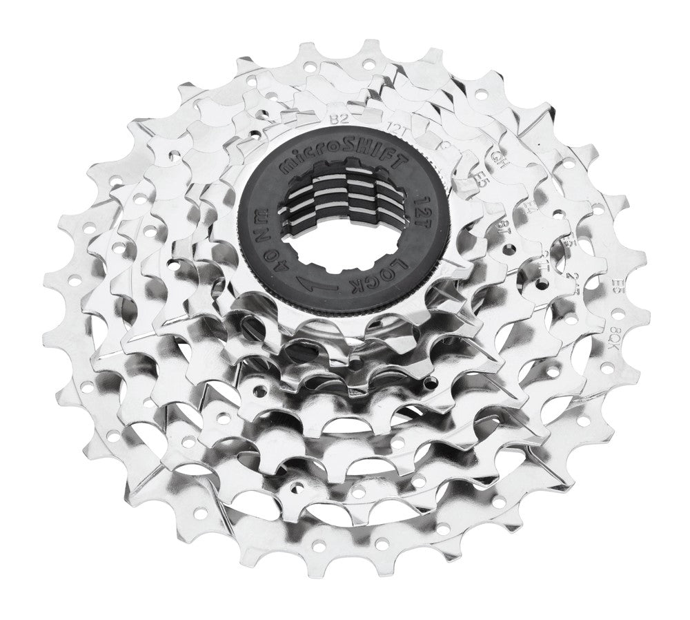 MICROSHIFT MEZZO-Kassette, 7-Gang, Stahl, Shimano-kompatibel, 12-13-15-18-21-24-28, Nickel
