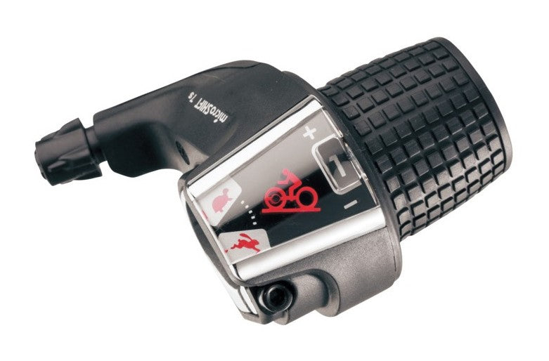 MICROSHIFT-Schalthebel, rechts, 7-Gang, Shimano-kompatibel, Drehgriffschalter, optische Ganganzeige