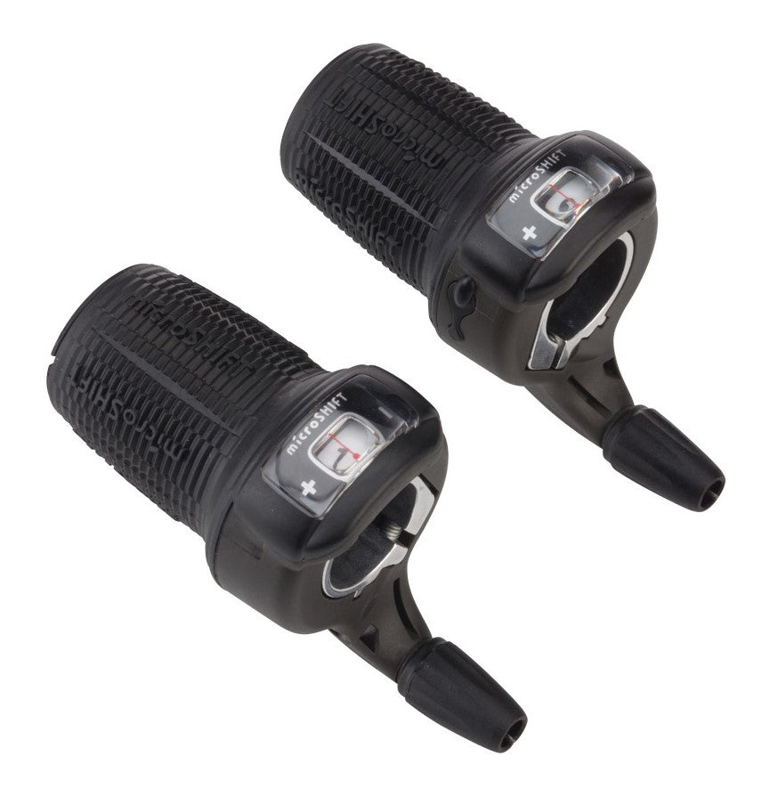 MICROSHIFT-Schalthebel, Paar, 8-Gang (3x8), Shimano-kompatibel, Drehgriffschalter, optische Ganganzeige