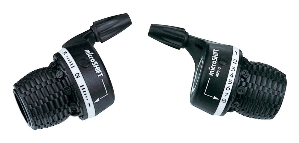 MICROSHIFT-Schalthebel, Paar, 8-Gang (3x8), Shimano-kompatibel, Drehgriffschalter, Indexierung