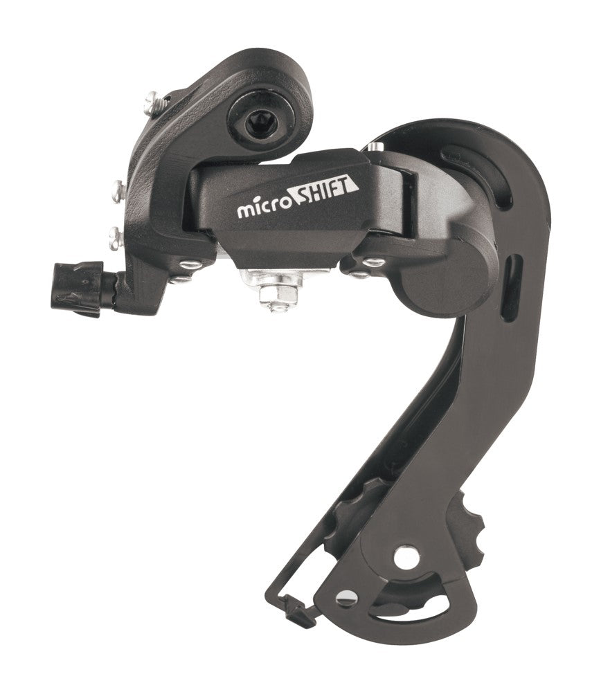 MICROSHIFT-Schaltwerk, 6–7 Gänge (2/3 x 6/7), Shimano-kompatibel, langer Käfig, max. 28-30T-Modus, Min. 13-14T-Modus, Kapazität 43T