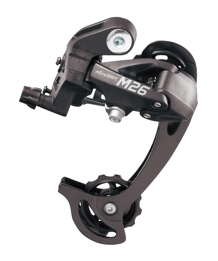 MICROSHIFT-Schaltwerk, 7–8 Gänge (2/3 x 7/8), Shimano-kompatibel, langer Käfig, max. 28-36T-Modus, Min. 11-12T-Modus, Kapazität 45T