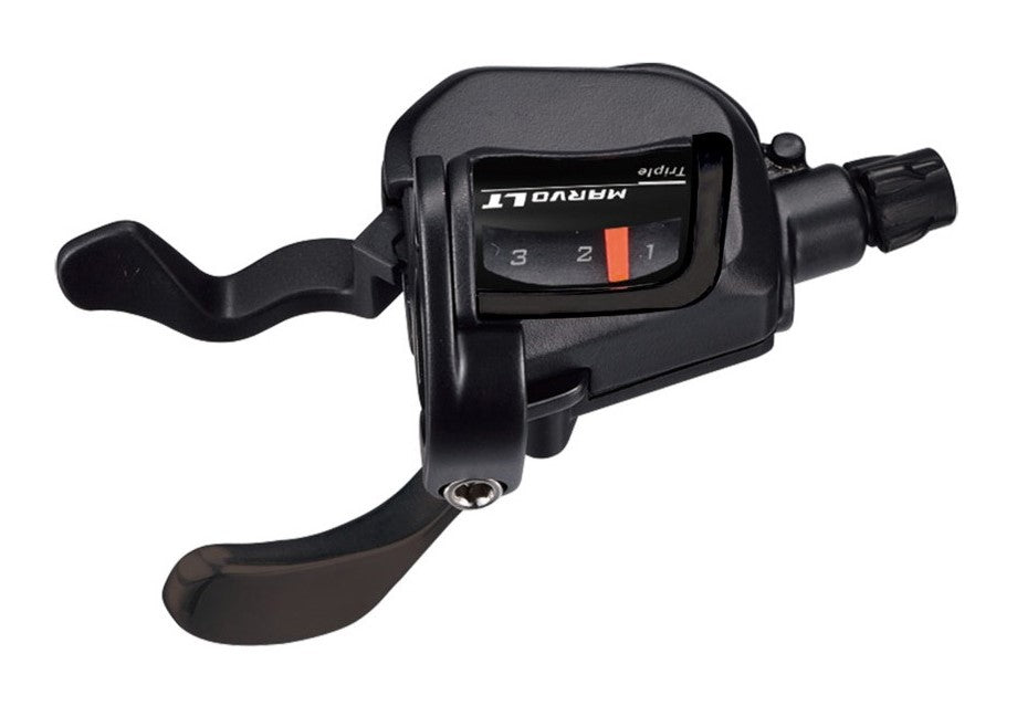 MICROSHIFT MARVO-Schalthebel, links, 3 Gänge, Shimano-kompatibel, Xpress-Trigger, optische Ganganzeige