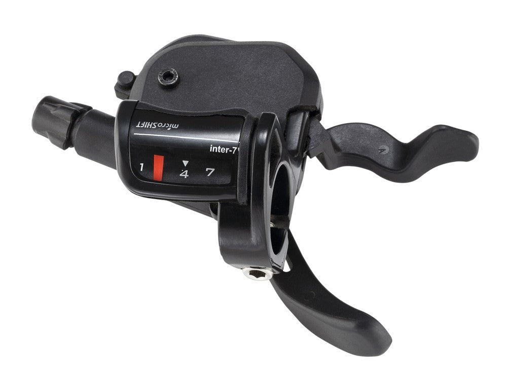 MICROSHIFT-Schalthebel, rechts, 7-Gang, Shimano-kompatibel, Xpress-Schalthebel, optische Ganganzeige, Schwarz