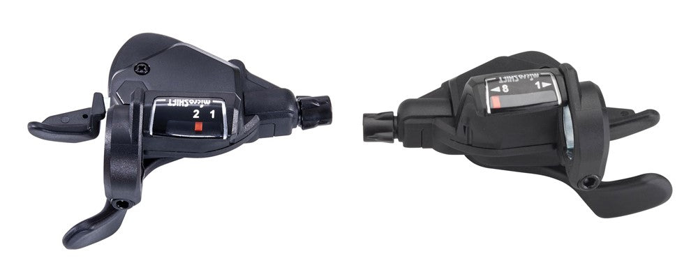 MICROSHIFT MEZZO-Schalthebel, Paar, 8-Gang (2x8), Shimano-kompatibel, Daumentipp, optische Ganganzeige