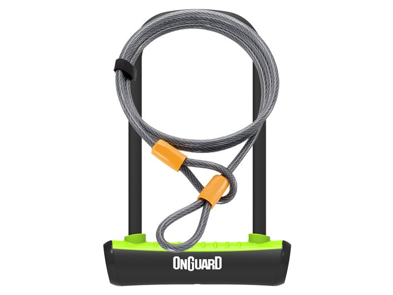 ONGUARD NEON 8154GR U-LOCK Fahrradschloss – 115 mm 230 mm – Griff + 2 x Schlüssel + Kabel 10 mm 120 cm grün
