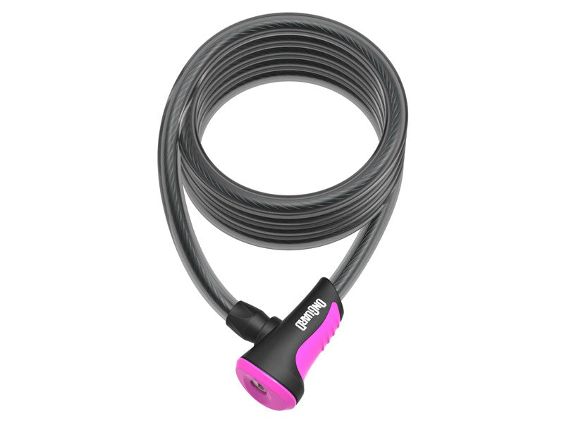 ONGUARD NEON 8157PN Fahrradschloss Kabel – 10 mm 180 cm – Griff + 2 x Schlüssel mit Code rosa