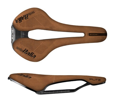 SELLE ITALIA FLITE BOOST KIT CARBONIO-Sattel, Superflow L (ID entspricht L3), Carbonschiene + 10 mm, Nubuk Line Limited Edition