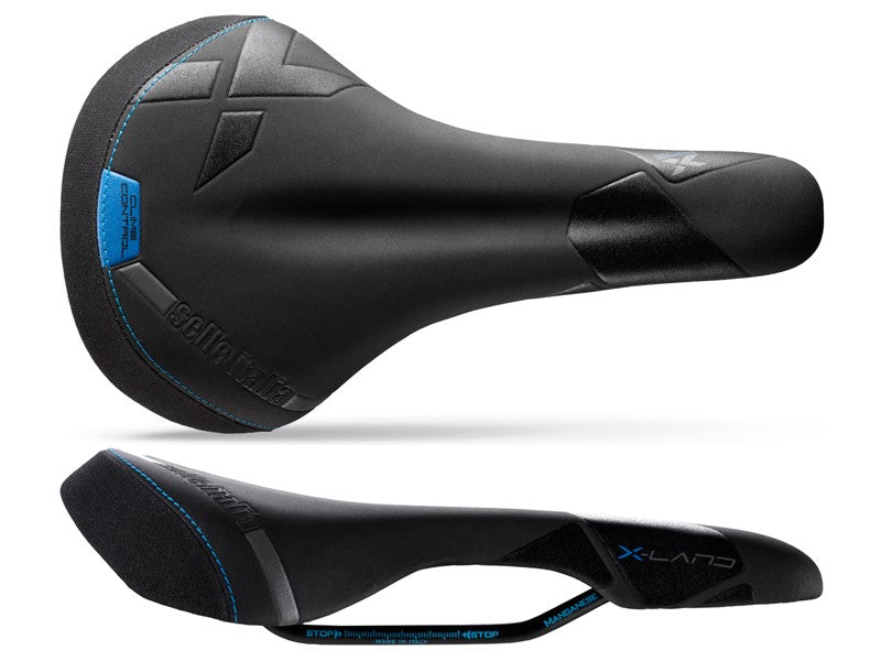 SELLE ITALIA X-LAND E-BIKE TM L Sattel (ID-Match – L1) Manganese Tube 7, Fiber-Tek – Mokka, 280 g schwarz-blau (50 % SALE)