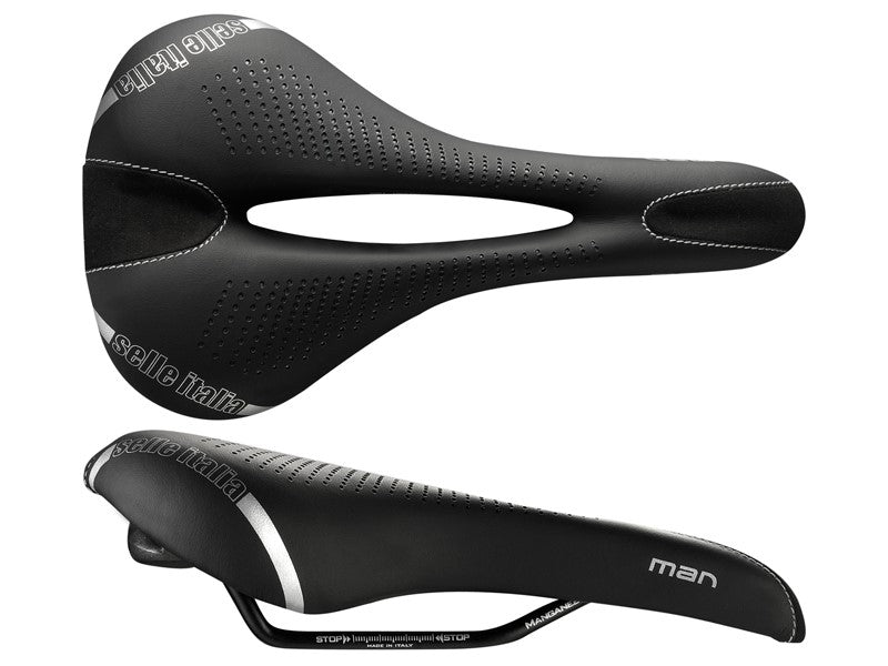 SELLE ITALIA MAN GEL FLOW L Sattel (ID-Übereinstimmung - L2) Manganese Tube 7, Fiber-Tek, 310 g schwarz
