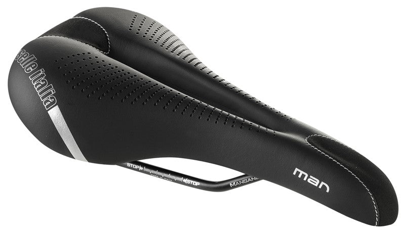 SELLE ITALIA MAN GEL FLOW L Sattel (ID-Übereinstimmung - L2) Manganese Tube 7, Fiber-Tek, 310 g schwarz
