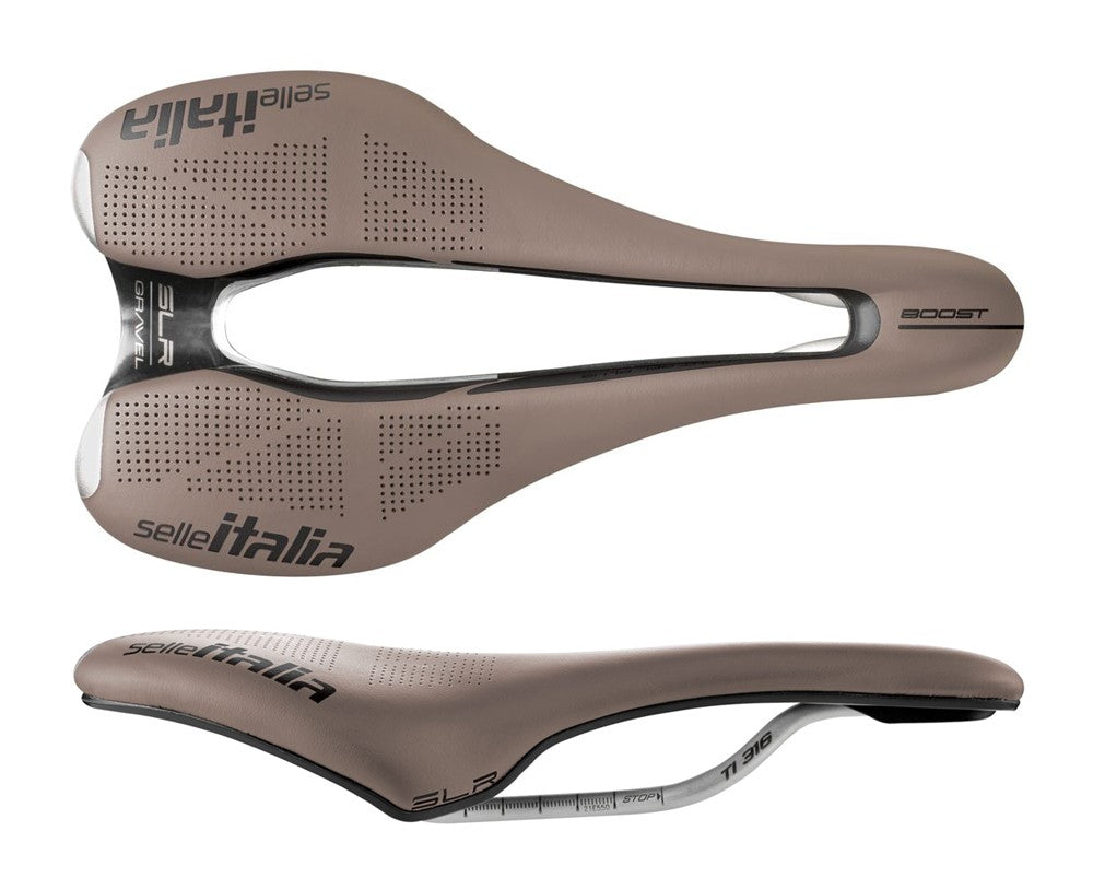 SELLE ITALIA SLR BOOST GRAVEL TI316 Sattel, Superflow S (id match - S3), TI 316 Schiene, Fibra-Tek, Light Gel, 204 g, Braun