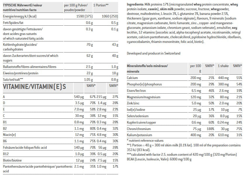 SPONSER RECOVERY SHAKE Bananengetränk Dose 900g .