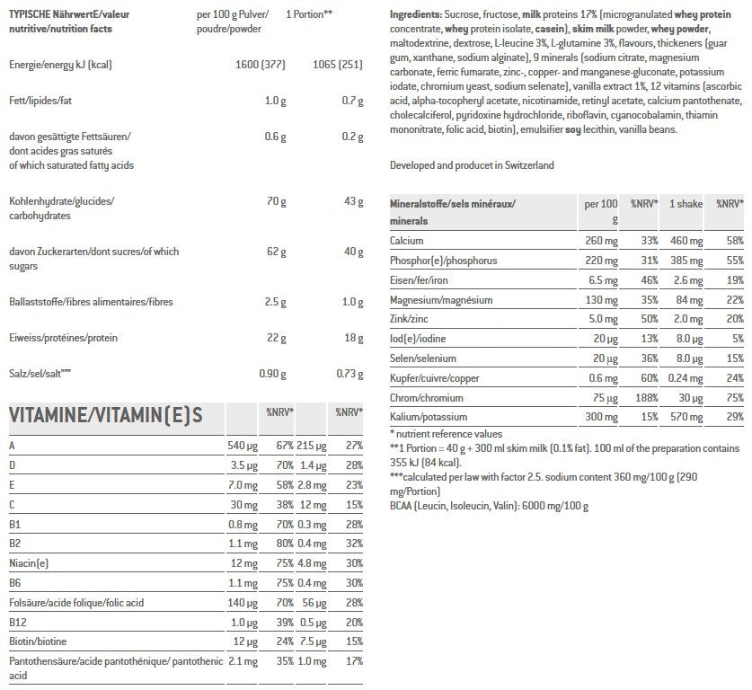 SPONSER RECOVERY SHAKE Vanillegetränk Dose 900g .