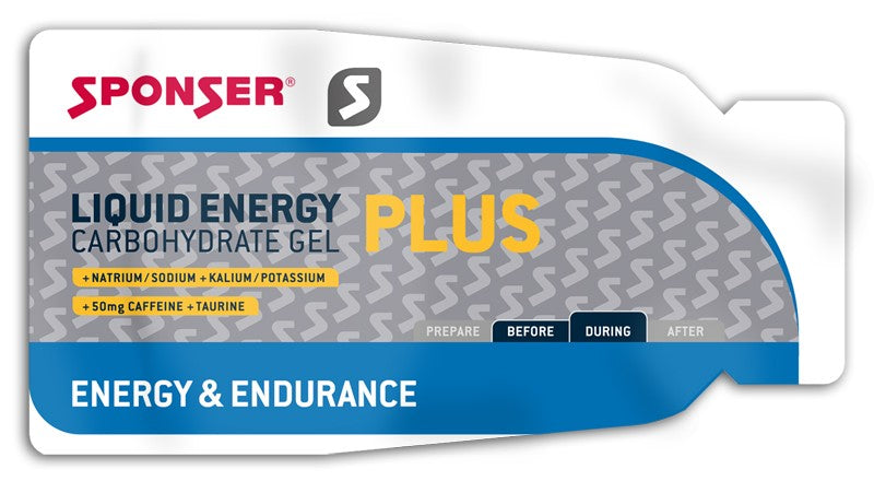 SPONSER LIQUID ENERGY PLUS neutrales Energiegel mit Koffein Box (40 Beutel x 35 g) .