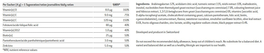 SPONSER IMMUNOGUARD immununterstützendes Getränk mit schwarzen Johannisbeeren (Box mit 10 Beuteln x 4 g) .
