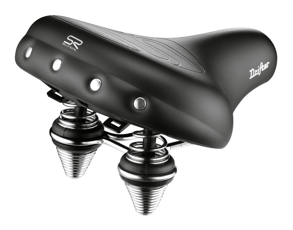 SELLEROYAL PREMIUM RELAXED Sattel 90 Grad DRIFTER PLUS STRENGTEX Unisex-Gel + schwarze Federn