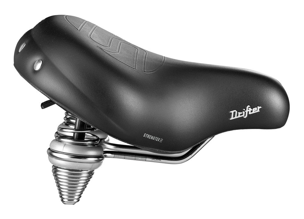 SELLEROYAL PREMIUM RELAXED Sattel 90 Grad DRIFTER PLUS STRENGTEX Unisex-Gel + schwarze Federn