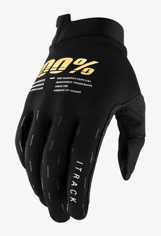 100 % ITRACK Glove, schwarze Handschuhgröße. S (Handlänge 181-187 mm)