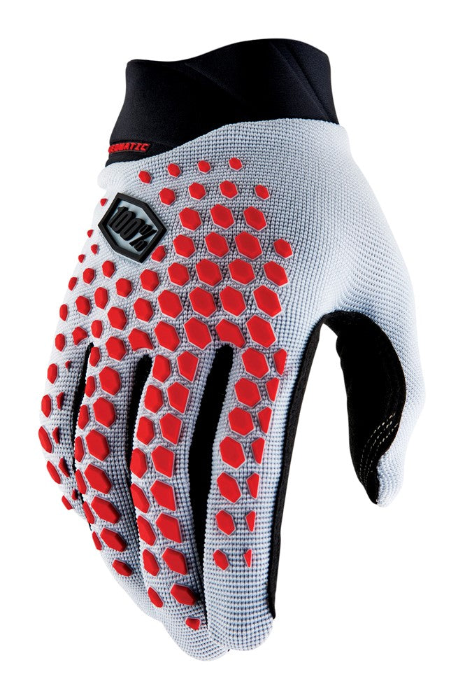 Handschuhe 100 % GEOMATIC Handschuhe Grau/Racer Red – XL (Handlänge 200–209 mm)