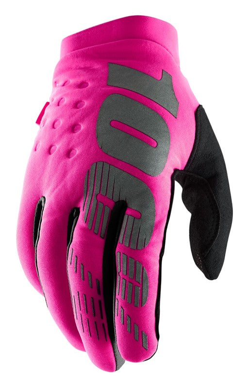100 % BRISKER Damenhandschuh, neonpink, schwarz, Größe. L (Handlänge 181-187 mm)