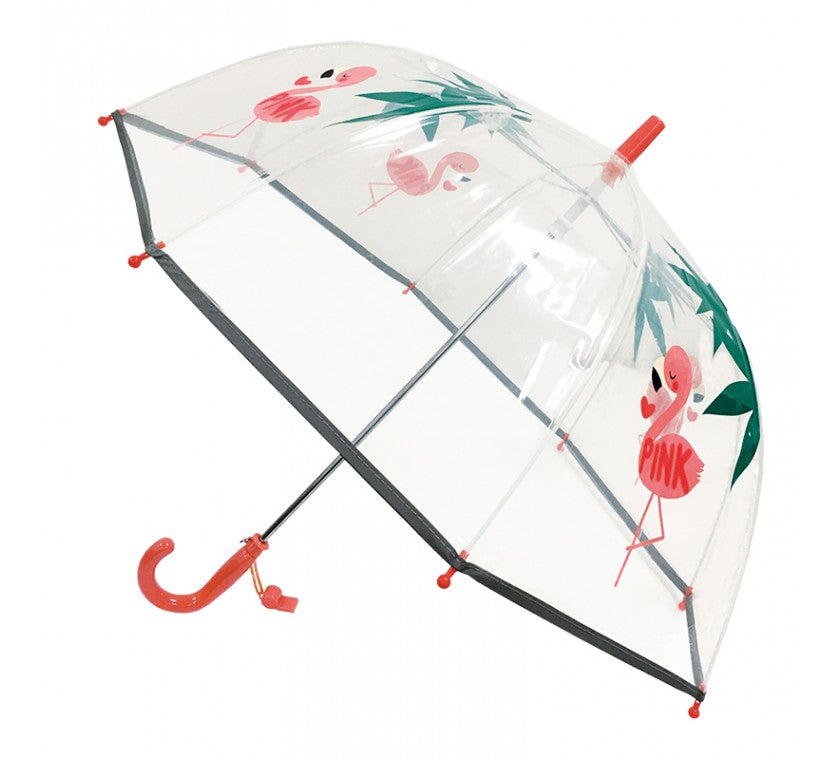 SMATI Kinderregenschirm FLAMINGO transparent