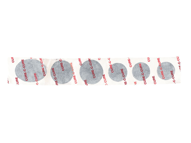 Satz Flicken mit konischem Profil für Schläuche WELDTITE Cure-C-Cure Cycle Repair Strip (Blister 6x Flicken), Box mit 50 Stück.